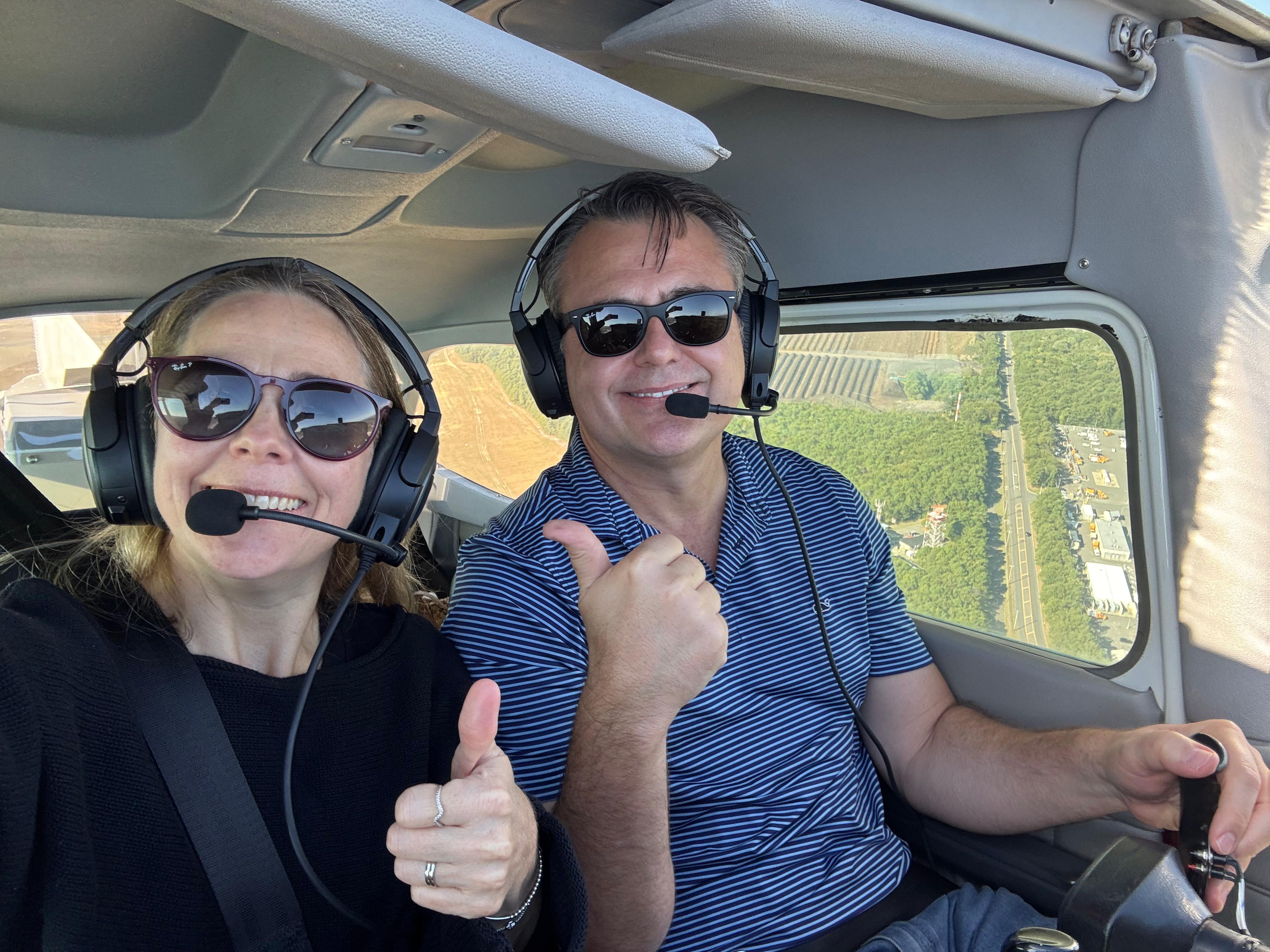 Jo and Adrian flying together